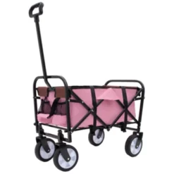 FURNIinspire Outdoor Serving Carts Fish 250L Collapsible Wagon Beach Wagon With Big Wheels For Camping, Sports, Pink, 25.98"*17.32"*37.4" -HV GUEST 9e811402 5979 4c1c 9056 7195330e59fd