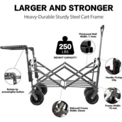 FURNIinspire Outdoor Serving Carts Collapsible Wagon Foldable With Removable Canopy Wheels For All-Terrain Brake For Camping, Gray, 35.4"*19.7"*44.5" 10 FURNIinspire Outdoor Serving Carts Collapsible Wagon Foldable With Removable Canopy Wheels For All-Terrain Brake For Camping, Gray, 35.4"*19.7"*44.5" -HV GUEST 9f87fab2 99e6 4ccb 925a 37a7f81f44a9