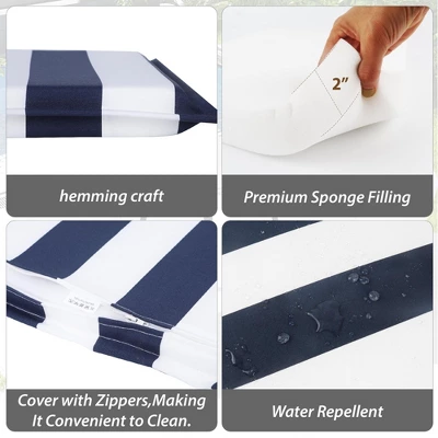 FURNIinspire Outdoor Seat Cushions 4pcs Patio Seat Cushion Replacement Seat Cushion, Striped Sponge Seat Cushion For Gardens, Blue, 15"*15"*2.1" 3 FURNIinspire Outdoor Seat Cushions 4pcs Patio Seat Cushion Replacement Seat Cushion, Striped Sponge Seat Cushion For Gardens, Blue, 15"*15"*2.1"