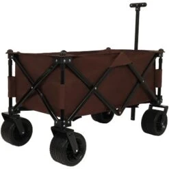 FURNIinspire Wheelbarrows And Lawn Carts Utility Park Garden Cart, Heavy Duty Garden Cart Folding Camping Cart, Brown, 37.8"*21.65"*34.33" -HV GUEST a23a53c6 7161 4ff7 b70a 5ffd3e74bebd