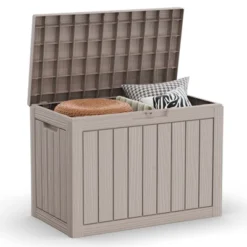 FURNIinspire Deck Boxes 45 Gallon Deck Box, Outdoor Waterproof Storage Bin, Storage Deck Box, All Weather Use, Light Brown, 17“*31”*22“ -HV GUEST a2e49055 ad73 4f30 b7b4 30c77f7c034d