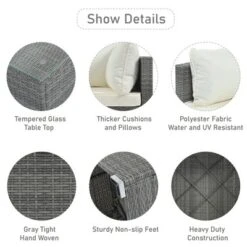 FURNIinspire Patio Seating Sets 8-Pieces Outdoor Wicker Patio Furniture Sets, Conversation Sofa Set, Single Sofa Combinable, Beige, 118“*118”*26“ -HV GUEST a2f004d2 0ee9 4d8d b46c ebd7312e5b67