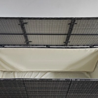 FURNIinspire Utility Storage Cabinet 175 Gallon Outdoor Storage Box With Inner Liner PE Rattan Wicker Deck Box, Grey, 29.90"*13.80"*24.80" 5 FURNIinspire Utility Storage Cabinet 175 Gallon Outdoor Storage Box With Inner Liner PE Rattan Wicker Deck Box, Grey, 29.90"*13.80"*24.80" - Image 3