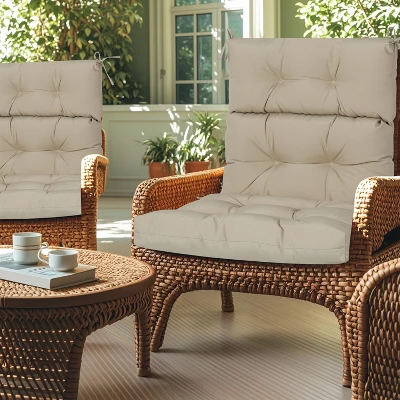 FURNIinspire Outdoor Seat Cushions 2 Pcs Set High Back Patio Chair Cushions, Solid Color Seat Cushion For Garden Porch, Beige, 44"*22"*4" 3 FURNIinspire Outdoor Seat Cushions 2 Pcs Set High Back Patio Chair Cushions, Solid Color Seat Cushion For Garden Porch, Beige, 44"*22"*4"