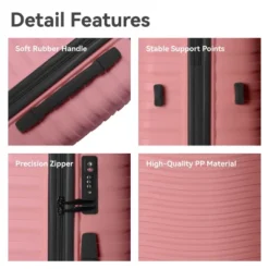 FURNIinspire Bag And Luggage Sets 3 Piece Rolling Suitcase Set, Hard Suitcases With Wheels, Lightweight Travel Luggage, Pink, 21.46"*12.01"*30.51" -HV GUEST a7cb8bf3 a639 4513 bdc7 20cc0389549d