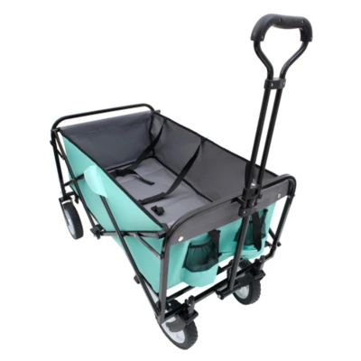 FURNIinspire Outdoor Serving Carts 360lbs Collapsible Foldable Wagon Cart With Strapping System For Camping Shopping, Blue, 35.04"*21.65"*38.98" 3 FURNIinspire Outdoor Serving Carts 360lbs Collapsible Foldable Wagon Cart With Strapping System For Camping Shopping, Blue, 35.04"*21.65"*38.98"