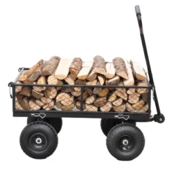 FURNIinspire Wheelbarrows And Lawn Carts Outdoor Steel Frame Wagon Cart Garden Cart, Ideal For Firewood And Yard Debris, Black, 40“*19"*40" -HV GUEST aa71d35a 512c 4adb 8fcd 2d8ca2d88d82