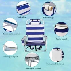 FURNIinspire Outdoor Portable Chair Adjustable Back With Storage For Relaxing Adventures, Blue Stripes, 24.8"*25.6"*32.28" 10 FURNIinspire Outdoor Portable Chair Adjustable Back With Storage For Relaxing Adventures, Blue Stripes, 24.8"*25.6"*32.28" -HV GUEST ab2ec9ca 6b2c 45e9 ae7c 32eceb912526