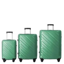 FURNIinspire Bag And Luggage Sets 3 Piece Textured Travel Luggage, Hard Suitcase Set With Wheels, Scratch-Resistant, Green, 21.65"*13.19"*31.1" -HV GUEST ad9b8ae9 7189 42e6 a713 a4b72c29d09e