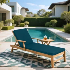 FURNIinspire Outdoor Seat Cushions 2 PCS Outdoor Chaise Lounge Chair Cushion Replacement For Patio Garden, Backyard, Lake Blue, 75"*24"*2.7" -HV GUEST ade7c5fe d677 4f30 85ac 23eac5d9f4c3