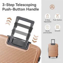 FURNIinspire Bag And Luggage Sets 3 Piece Travel Hard Shell Luggage, Lightweight Rolling Suitcases With Wheels, Brown, 20.67"*11.61"*29.92" -HV GUEST aedc0c96 fdf2 48de be71 8aba8b17b945