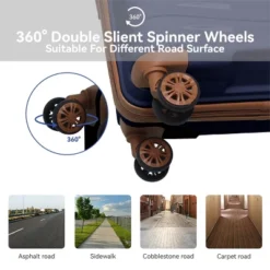 FURNIinspire Bag And Luggage Sets 3 Piece Textured Travel Luggage, Hard Suitcase Set With Wheels, Scratch-Resistant, Navy Blue, 21.46"*12.01"*30.51" -HV GUEST b0e0e258 302d 467c 8cb2 4813724e139a