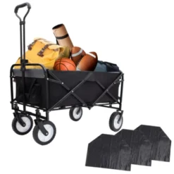 FURNIinspire Outdoor Serving Carts 360lbs Foldable Wagon Cart Beach Wagon Utility Cart Wagon Grocery Cart For Fishing, Black, 35.04"*21.65"*38.98" -HV GUEST b0ed066a d09a 4de7 b9a9 2f61fcc95522