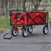 FURNIinspire Wheelbarrows And Lawn Carts Folding Wagon Cart, Collapsible Garden, Beach And Shopping Utility Cart With Handle, Red, 41“*21"*46" -HV GUEST b1ae8c09 896f 456e 8499 8507284d23c5