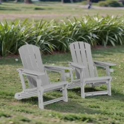 FURNIinspire Patio Accent Chairs Outdoor Folding 2PCS Chairs Adirondack Chair, Portable Chair With Handles For Backyard, Gray, 31.4"*29.6"*36.4" -HV GUEST b2a5c594 9099 47b8 b27f d4d00ce2d3c0