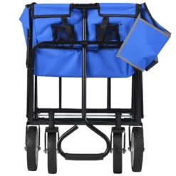 FURNIinspire Wheelbarrows And Lawn Carts All-Purpose Folding Cart, Lawn Cart Wagon Firewood Cart For Garden Work, Beach, Black And Blue, 37“*20"*45" -HV GUEST b3274405 d5c8 4422 90c3 22feba91f5c5