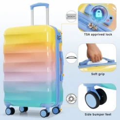 FURNIinspire Bag And Luggage 3 Piece Sets Carry On Luggage, Travel Luggage Set Hard Shell Suitcases With Wheels, Multicolored, 12.2"*19.7"*30.1" 9 FURNIinspire Bag And Luggage 3 Piece Sets Carry On Luggage, Travel Luggage Set Hard Shell Suitcases With Wheels, Multicolored, 12.2"*19.7"*30.1" -HV GUEST b4a996e3 4cf2 4acd b396 289f78cddea2
