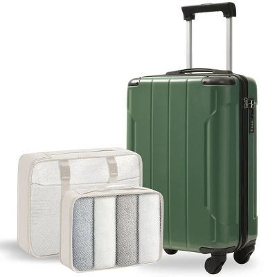 FURNIinspire Bag And Luggage Sets 20 Inch Luggage Set, Lightweight Checked Suitcase With 2 Mesh Bag Travel, Blackish Green, 8.3"*13.6"*21.5" 7 FURNIinspire Bag And Luggage Sets 20 Inch Luggage Set, Lightweight Checked Suitcase With 2 Mesh Bag Travel, Blackish Green, 8.3"*13.6"*21.5" - Image 5