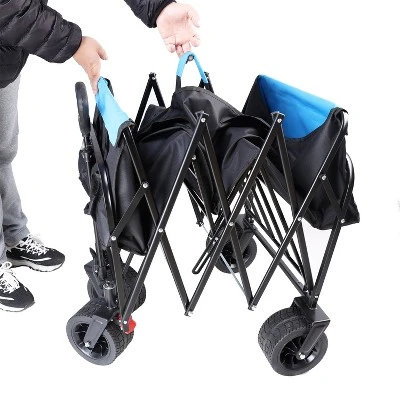 FURNIinspire Wheelbarrows And Lawn Carts Large Capacity Folding Cart Extender Wagon Cart, Lawn Cart For Picnic, Shopping, Black And Blue, 53“*21"*41" 6 FURNIinspire Wheelbarrows And Lawn Carts Large Capacity Folding Cart Extender Wagon Cart, Lawn Cart For Picnic, Shopping, Black And Blue, 53“*21"*41" - Image 4