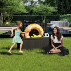 FURNIinspire Deck Boxes, Outdoor Patio Storage Box With Large Storage Capacity For Patio Furniture Cushions Garden Tools, Black, 48.03"*21.46"*24.53"