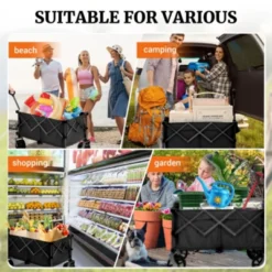 FURNIinspire Outdoor Serving Carts Fish 400L Collapsible Wagon Beach Wagon With Big Wheels For Camping, Sports, Black, 36.22"*22.05"*39.37" -HV GUEST bb9e40f5 016c 4012 98ba 139ec2f06c89