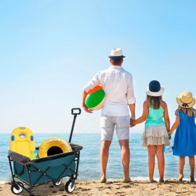 FURNIinspire Outdoor Serving Carts Minimeetall Multi-use Bag Foldable Heavy Duty Utility Cart Utility Wagon Grocery Cart, Cyan, 25.98"*17.32"*37.4" 3 FURNIinspire Outdoor Serving Carts Minimeetall Multi-use Bag Foldable Heavy Duty Utility Cart Utility Wagon Grocery Cart, Cyan, 25.98"*17.32"*37.4"