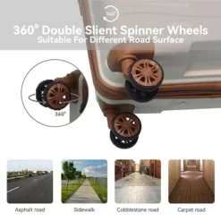 FURNIinspire Bag And Luggage Sets 3 Piece Rolling Suitcase Set, Hard Suitcases With Wheels, Lightweight Travel Luggage, Beige, 21.46"*12.01"*30.51" -HV GUEST bf8076ef 10ef 45c9 b1cf cbb894901912