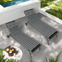 FURNIinspire Outdoor Seat Cushions 2pcs Waterproof Chaise Lounge Cushion Replacement, Breathable Outdoor Cushion Set, Gray, 76"*23.61"*2.36" -HV GUEST c2c2c3a3 336f 4eb8 a47b e8c3c2c84415