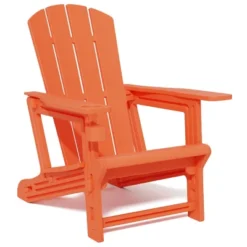 FURNIinspire Patio Accent Chairs Outdoor Folding Chairs Adirondack Chair, Portable Chair With Handles For Beach, Backyard, Orange, 31.4"*29.6"*36.4"