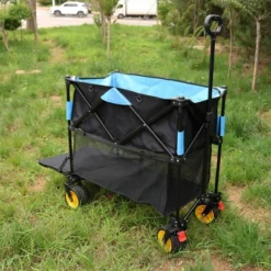 Furniinspire Wheelbarrows And Lawn Carts Big Large Capacity Folding Cart, Extra Long Extender Wagon Cart, Black And Blue, 53“*20"*51" -HV GUEST c358d843 36a8 44b5 8ce7 440b0bc645f1