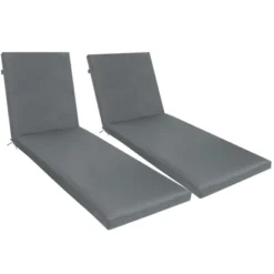 FURNIinspire Outdoor Seat Cushions 2 PCS Outdoor Chaise Lounge Chair Cushion Replacement For Patio Garden, Backyard, Gray, 75"*24"*2.7" -HV GUEST c4575681 1583 42ed adb0 b56b2da356b0
