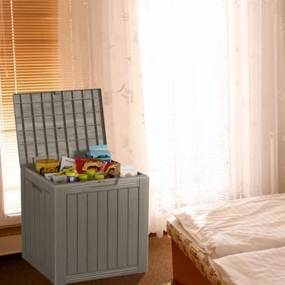 FURNIinspire Deck Boxes, Portable Storage Box With Waterproof Function For Patio Furniture, Garden Tools, All Weather Use, Brown, 22.09"*17.09"*20.87" 7 FURNIinspire Deck Boxes, Portable Storage Box With Waterproof Function For Patio Furniture, Garden Tools, All Weather Use, Brown, 22.09"*17.09"*20.87" - Image 5