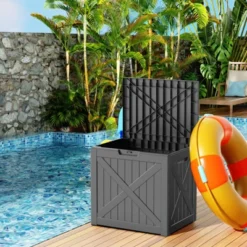 FURNIinspire Deck Boxes 32 Gallon Deck Box, Outdoor Storage Boxes, Storage Deck Box For Garden Tools, All Weather Use, Black, 17“*22”*21“ -HV GUEST c5edd738 917f 403a 86b0 bb0276a71210