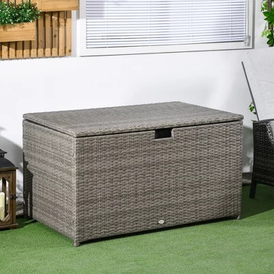 FURNIinspire Utility Storage Cabinet 113 Gallon Deck Box Rattan Outdoor Storage Box Waterproof Storage Container For Indoor, Grey, 47.2"*6.70"*30.7" 3 FURNIinspire Utility Storage Cabinet 113 Gallon Deck Box Rattan Outdoor Storage Box Waterproof Storage Container For Indoor, Grey, 47.2"*6.70"*30.7" - Image 2