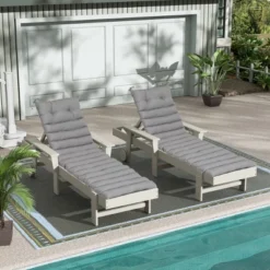 FURNIinspire Outdoor Seat Cushions 2pcs Waterproof Patio Seat Cushion, Breathable Lounge Chair Cushion Replacement, Gray, 73"*24"*2.36" -HV GUEST ca50e389 ddf0 4376 a29b 7270878c2f23