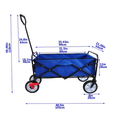 FURNIinspire Wheelbarrows And Lawn Carts Folding Wagon Cart, Collapsible Garden, Beach And Shopping Utility Cart With Handle, Blue, 41“*21"*46" 4 FURNIinspire Wheelbarrows And Lawn Carts Folding Wagon Cart, Collapsible Garden, Beach And Shopping Utility Cart With Handle, Blue, 41“*21"*46" - Image 2