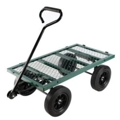 FURNIinspire Wheelbarrows And Lawn Carts Solid Wheels Tools Cart Wagon Cart, Metal Lawn Cart For Picnic, Shopping, Green, 37“*19"*45" -HV GUEST ce3bd8cc 521f 4aba a809 c3779f338a37