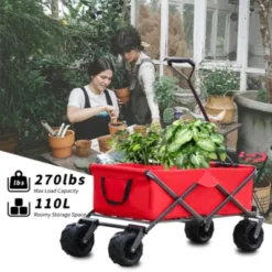 FURNIinspire Outdoor Serving Carts Park Garden Cart Tool Customized Color Folding Camping Trolley Outdoor Picnic Beach Wagon, Red, 37.8"*21.2"*34.45" -HV GUEST cf0bd41a 5562 4c47 9aa7 bd4ffd61bf3a