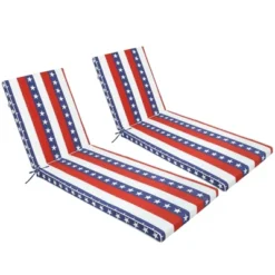 FURNIinspire Outdoor Seat Cushions 2pcs Outdoor Cushion Set Replacement, Red And Blue Stripes Seat Cushion, Multicolored, 74.4"*22.05"*2.76" -HV GUEST d0eb11ae ddaa 4e03 8c37 ba32d4ea0480