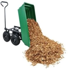 FURNIinspire Wheelbarrows And Lawn Carts Dump Carts With Steel Frame, Yard Utility Dump Wagon Lawn Cart For Soil, Firewood, Green, 43“*20"*39" -HV GUEST d1bc1c5d 297d 49f8 8331 d1f8628d791c