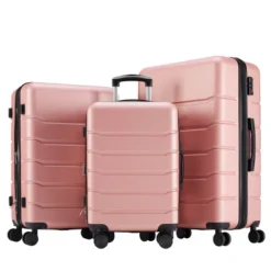 FURNIinspire Bag And Luggage Sets 20/24/28 Inch 3PCS Hard Shell Roller Suitcase Set Expandable Travel Luggage With Spinner Wheels, Pink -HV GUEST d220432f d0f5 4dfb 8255 11f74e0719f3