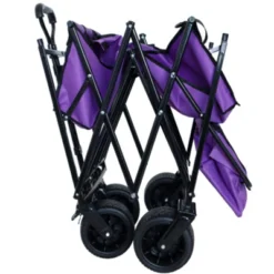 FURNIinspire Outdoor Serving Carts Collapsible Folding Wagon 300L Collapsible Wagon With Tailgate All-Terrain Wheels, Purple, 45.28"*22.83"*38.78" -HV GUEST d29f9922 75d2 4f45 b894 c9165444867f