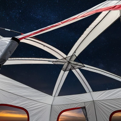 FURNIinspire Camping Tents Large Family Tent For Outdoors, Hiking, Picnic, Beach, Red And White Sun Shelter Tent, Multicolored, 169.2"*169.2"*82.6" 3 FURNIinspire Camping Tents Large Family Tent For Outdoors, Hiking, Picnic, Beach, Red And White Sun Shelter Tent, Multicolored, 169.2"*169.2"*82.6"