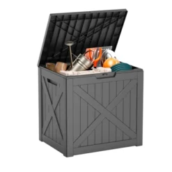 FURNIinspire Deck Boxes 32 Gallon Deck Box, Outdoor Storage Boxes, Storage Deck Box For Garden Tools, All Weather Use, Black, 17“*22”*21“ -HV GUEST d3c31556 96ef 42a9 8993 e64f627b7053