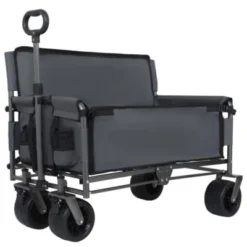 FURNIinspire Outdoor Serving Carts 3-in-1 Convertible Folding Wagon Cart Bench Seat Storage 500lbs Heavy-Duty Utility Wagon, Gray, 37"*24.02"*40.94" -HV GUEST d7df6d89 22fc 4f5f 8cfc 066d430cc55f