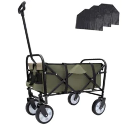 FURNIinspire Outdoor Serving Carts Foldable Wagon Cart Beach Wagon Utility Wagon Grocery Cart 3pcs Plastic Liner Cover, Green, 25.98"*17.32"*37.4" -HV GUEST d7f28655 866f 4bf3 a0ee f763a44a26d4