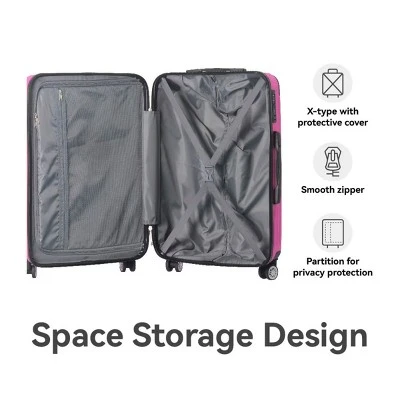 FURNIinspire Bag And Luggage Sets 3 Piece Rolling Luggage, Hard Shell Travel Suitcases Set With Wheels Telescopic Handle, Pink, 21.06"*11.42"*30.12" 5 FURNIinspire Bag And Luggage Sets 3 Piece Rolling Luggage, Hard Shell Travel Suitcases Set With Wheels Telescopic Handle, Pink, 21.06"*11.42"*30.12" - Image 3