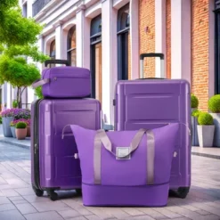 FURNIinspire Bag And Luggage Sets Luggage Set Travel Suitcase With Bags Spinner Wheels Abs Lightweight Suitcase, Purple, 16"*10"*24" -HV GUEST d9d50378 040a 4bb3 a3ff 74239f2f6087