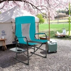 FURNIinspire Outdoor Portable Chairs Camping Chair Directors Chair, Oversized Portable Folding Chair With Side Table, Blue, 27.56"*24.41"*43.31" -HV GUEST da7d764a 4959 4bf3 8006 a2cea185ec8d