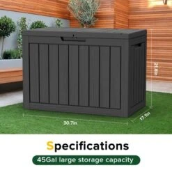 FURNIinspire Deck Boxes, 45 Gallon Portable Storage Box With Waterproof And Weather-resistant For Furniture Garden Tools, Black, 30.7"*17.1"*22" -HV GUEST dbb0314c 6bd3 4ab2 a109 4c7166169144